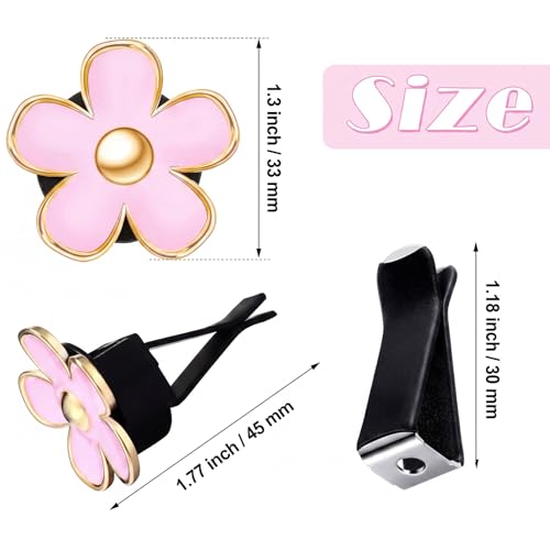 6 Pcs Daisy Vent Clips for Car (Green, Pink ,White / 1 Count (Pack of 6))