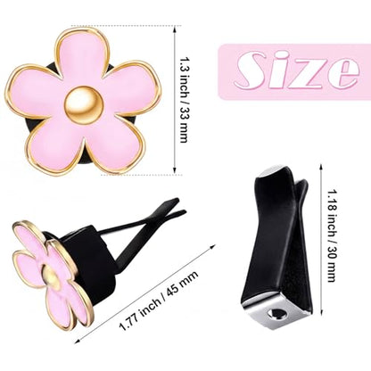 6 Pcs Daisy Vent Clips for Car (Green, Pink ,White / 1 Count (Pack of 6))