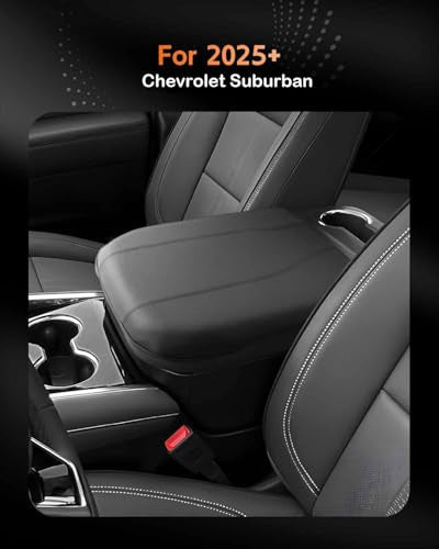 for 2025 2026 Chevrolet Suburban Center Console Cover Armrest Box Cover for Suburban (Suburban Thin Black Leather)