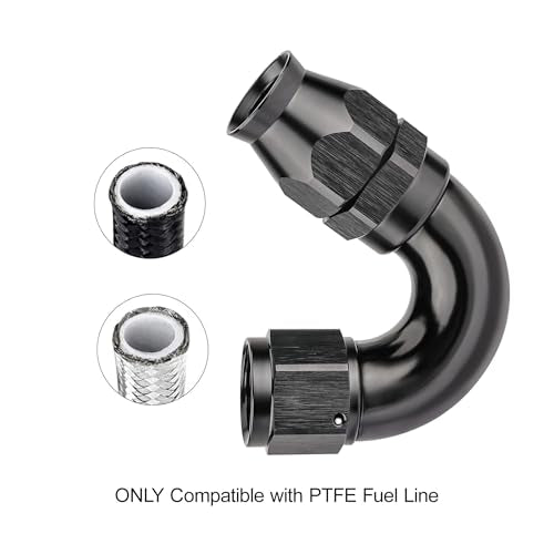 10AN 150 Degree PTFE One Piece Full Flow End Hose Fitting Aluminum Black (10AN / 150 Degree)