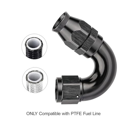 10AN 150 Degree PTFE One Piece Full Flow End Hose Fitting Aluminum Black (10AN / 150 Degree)