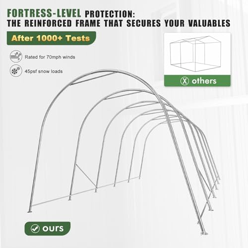Carport Canopy 12x20 FT Heavy Duty with Translucent Roof (12x20FT)