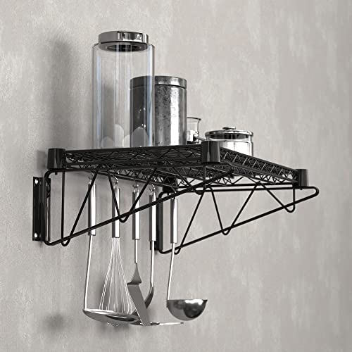 14" x 24" Black Epoxy Wire Wall Mount Shelf (Black / 14" x 24")