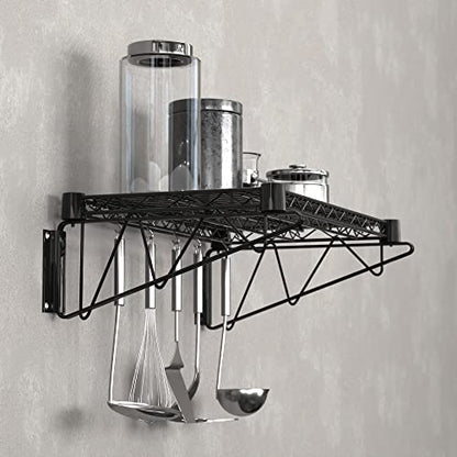 14" x 24" Black Epoxy Wire Wall Mount Shelf (Black / 14" x 24")