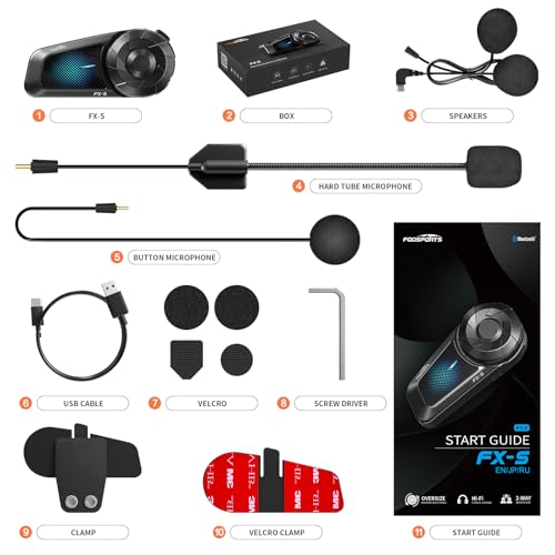 FX S Motorcycle Bluetooth Headset V5.4 (Single Pack)