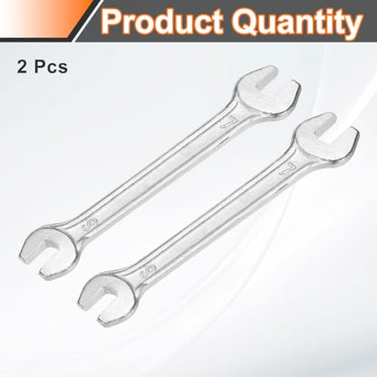 2pcs Double Open End Wrench 6mm x 7mm Metric 15 Degree Offset Angle Small Flat Head Wrench Galvanizing Open Ended Spanner for Automotive Repair Furniture Assembly (6mm x 7mm)