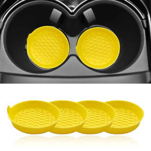 4 Pack Universal Cup Holder Coasters (Yellow)