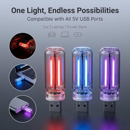 2 PCS USB LED Car Interior Atmosphere Lights (2 PCS / Red)