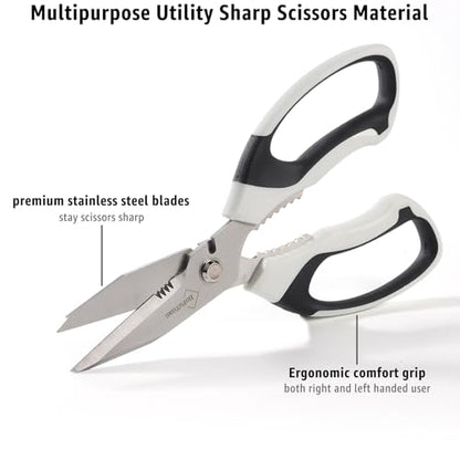 Utility Scissors All Purpose heavy duty 8 (White)