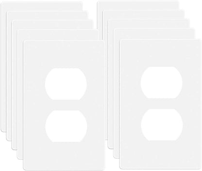 1 Gang Screwless Duplex Wall Plate Cover Single Switch Outlet Electrical Faceplate for Light Switch (10 Pack / Single Duplex-White)