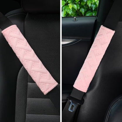 2 Pack Universal Car Shoulder Strap Pads Cover for A More Comfortable Driving (Pale Pink)