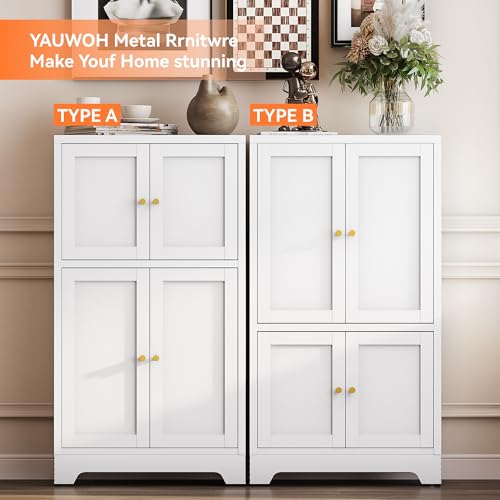 White Bathroom Floor Cabinet (White / 40"H 4 Doors)