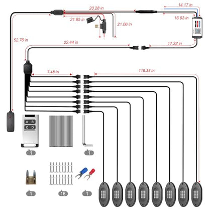 LED RGB Rock Lights for Trucks 8 Pods with APP and Remote Control (RGB / 8 Pods)
