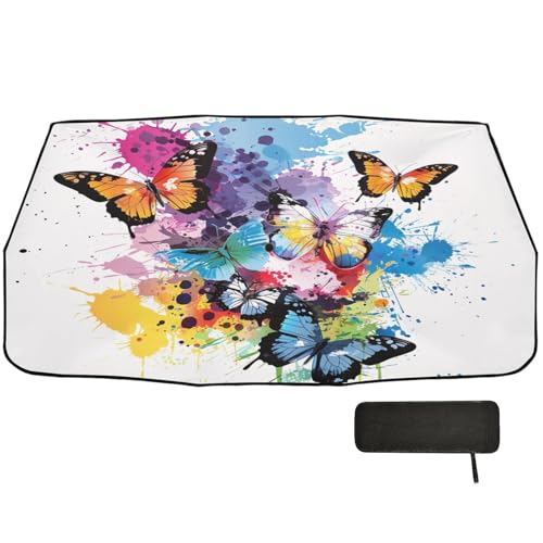 Car Front Windshield Sunshade (Colorful Beautiful Butterflies)