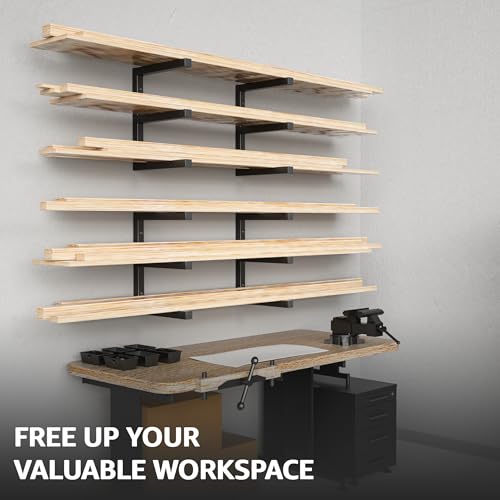 Wood Organizer and Lumber Storage Rack Wall Mount (1Black - 6 Level)