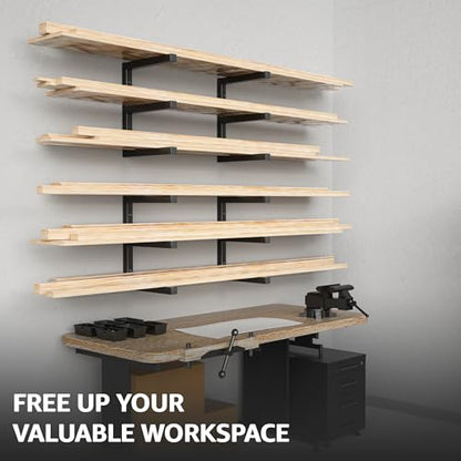 Wood Organizer and Lumber Storage Rack Wall Mount (1Black - 6 Level)