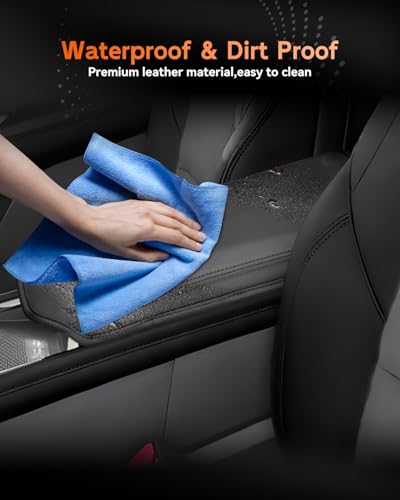 for Chevrolet Blazer EV 2024 2025 2026 Center Console Cover Armrest Box Cover for Chevy Blazer EV (Blazer EV 2024-2026 Thin Black leather)