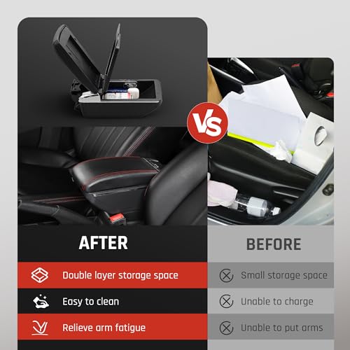 Car Armrest Box for KIA Stonic Rio 3 2018 (NO USB Ports / Red Thread)