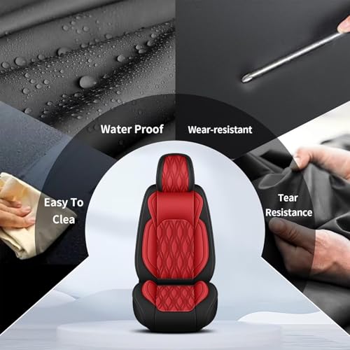 Full Set Waterproof Leather Seat Covers for Toyota Corolla 2000 (#067 Black&Red / 4.Corolla-5 Seat Covers Full Set)