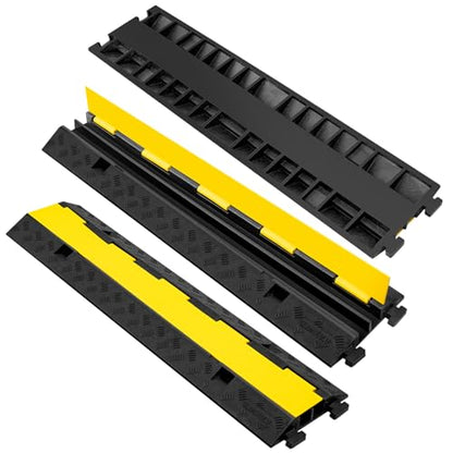 3 Pack 2 Channel Cable Protector Ramp Traffic Wire and Hose Ramp Cord Cover Heavy Duty Channels 18 (2 Channel 3 Pack)
