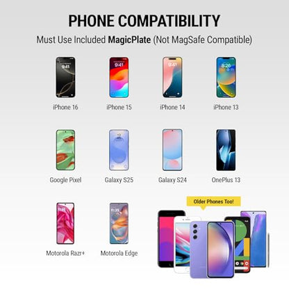 MAGRKSRI MagicMount Replacement Metal Plate Kit for Phone (Original / 3 Plates / Silver)