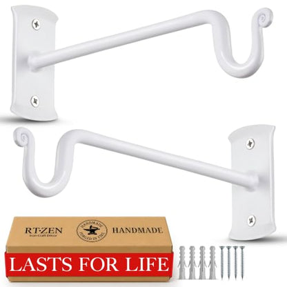 Plant Hangers Outdoor or Indoor Heavy Duty Wall Bracket Hooks (7.5 Inch / Shepherds Hooks - W)
