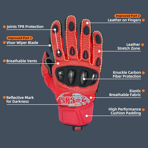 SPS 2 Plus Unisex Touchscreen Road Racing Motorcycle MTB Sports Gloves Also fit BMX MX ATV Mountain Bike Bicycle Cycling Off (Red Sps-2 Plus / L Youth)