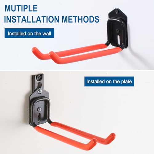 Wall Mount Garage Tool Storage Rack Folding Chair Hangers (8Hooks+3Panels+4MiniBase)