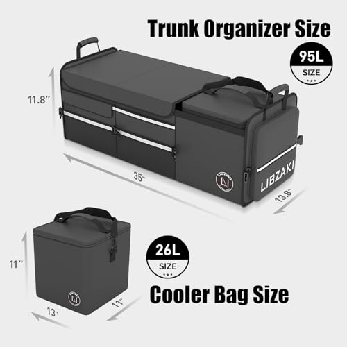 LIBZAKI Oversize 4 in 1 Car Trunk Storage Organizer (Oversize / Black)
