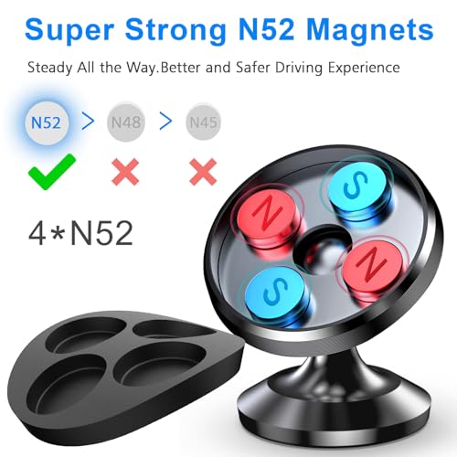 2 Pack】Magnetic Phone Holder for Car Dash Strong Magnetic Car Phone Mount (Black)