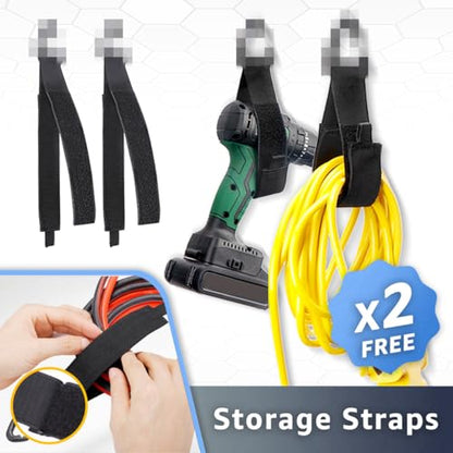 Garage Hooks 11.8" Long with 2 Extension Storage Straps (11.8" Wave-shaped (2PACK) + 2 Straps)