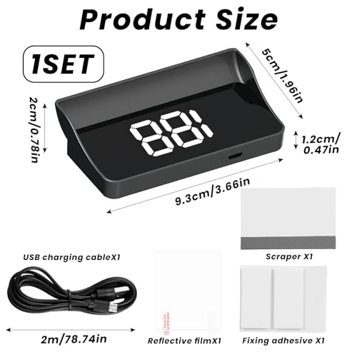 Heads Up Display for Cars (HUD Speedometer (White Display))