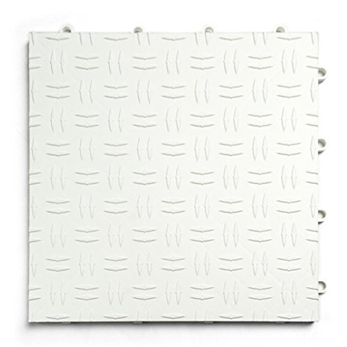 SnapLock GarageTrac 12"x12" Interlocking Garage Tiles (48 Pack / White)