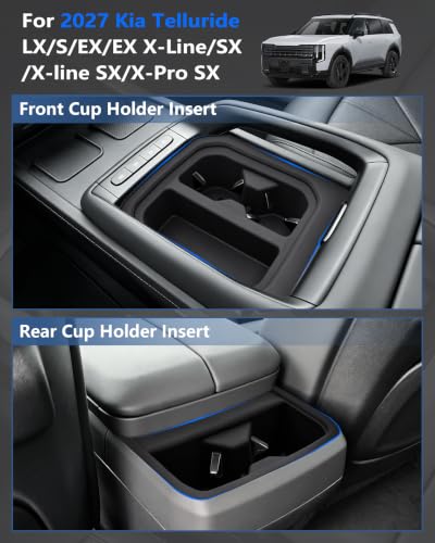Front & Rear Cup Holder Insert for 2027 Kia Telluride LX (For 2027 Kia Telluride)