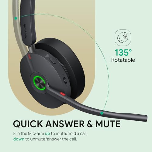 BH74 with Stand ANC Wireless Headset with Microphone for PC (Black (UC) / BH74 + stand)
