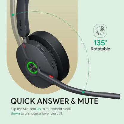 BH74 with Stand ANC Wireless Headset with Microphone for PC (Black (UC) / BH74 + stand)