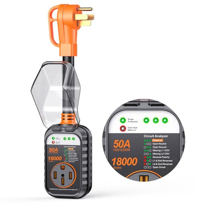 RV Surge Protector 50 Amp (50amp-Orange-Black)