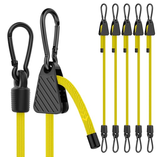 Bungee Cords with Hooks (Yellow / 60" - 6 Pack)