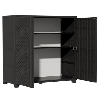 Indoor Outdoor Storage Cabinet Waterproof (Cabinet With 2 Shelf, Black)