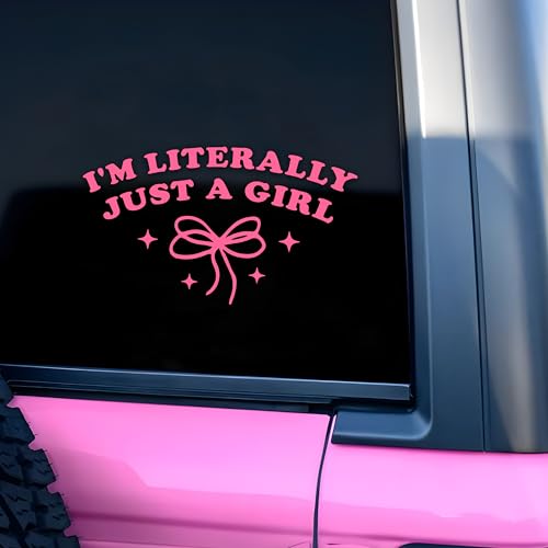 I'm Literally Just a Girl Car Decal Pink Bow Cute Positive Gifts Car Mirror Accessories Affirmations Funny Vinyl Decal Waterproof 8 Inches Bumper Decal Gifts for Mom Dad Friend Coworker (8 Inch)