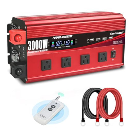 3000W Power Inverter 12V to 110V (Red / 3000W-12V)