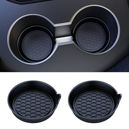 2 Pack Car Cup Coaster Silicone Spill (Black Solid / 2 Pack)