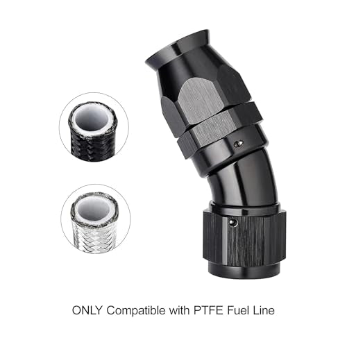 8AN 30 Degree PTFE One Piece Full Flow End Hose Fitting Aluminum Black (8AN / 30 Degree)