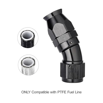 8AN 30 Degree PTFE One Piece Full Flow End Hose Fitting Aluminum Black (8AN / 30 Degree)