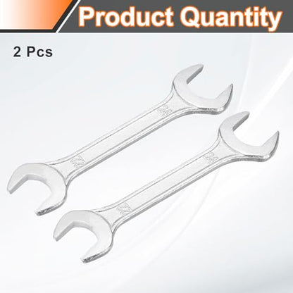 2pcs Double Open End Wrench 22mm x 24mm Metric 15 Degree Offset Angle Small Flat Head Wrench Galvanizing Open Ended Spanner for Automotive Repair Furniture Assembly (22mm x 24mm)