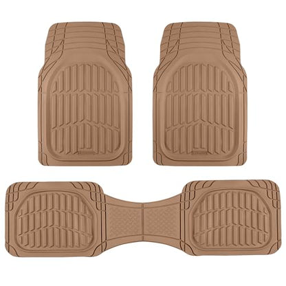 FlexTough LITE Rubber Car Mats Full Set (Full Set Lite (Sedan, Compact) / Beige Lite)