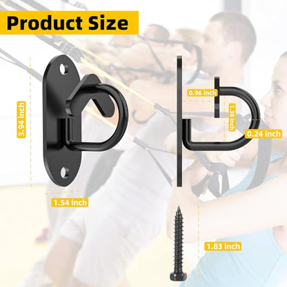 3 Pcs Resistance Band Wall Anchors System (Heart Hooks-Black-3Pcs)