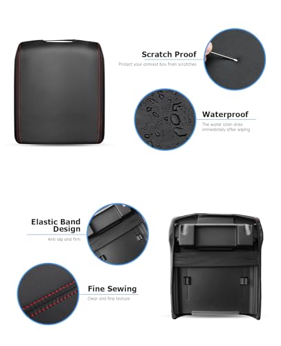 Center Console Cover for Ford F150 Accessories 2015 (red stitches / 2015-2020)
