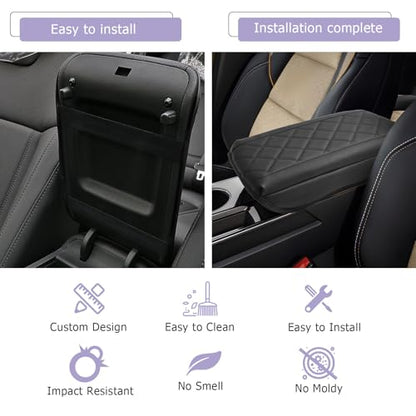 Center Console Cover Compatible with Chevy Equinox Accessories 2025 2026 2027 Equinox Armrest Cover Center Console Pad 2027 Equinox LT (2025-2027 Equinox Thick Black B)