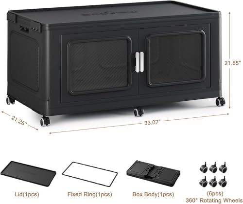 220 Qt Extra Large Stackable Storage Bin with Lid (Black / 220QT-1pack)